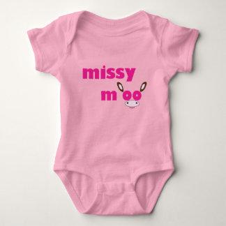 Missy Moo Cow Logo Rosa Baby Strampler