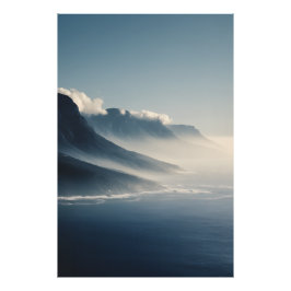 Mist-Covered Coastal Mountains Sunrise Glow Fotodruck
