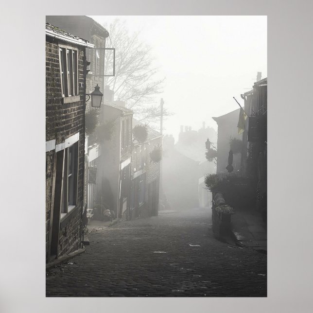 Mist on Haworth Main Street Poster (Vorne)