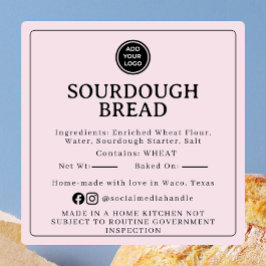 Mist Pink Sourdough-Zutaten Cottage-Aufkleber Quadratischer Aufkleber