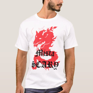 Mista BEÄNGSTIGENDER roter Drache-Schwarz-Logo-T T-Shirt