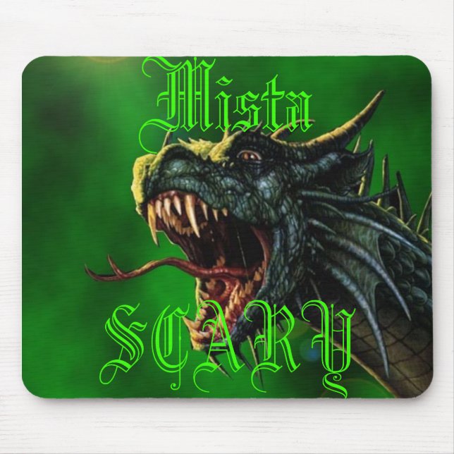 Mista BEÄNGSTIGENDES grüner Drache-Logo Mousepad (Vorne)