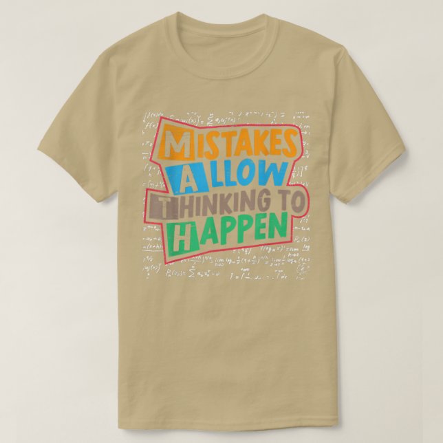 Mistakes Allow Thinking To Happen Math Lovers Back T-Shirt (Design vorne)