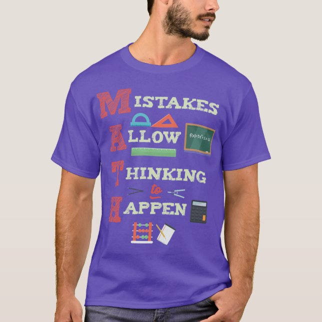 Mistakes Allowhinkingo Happen Matheacher retro vin T-Shirt (Vorderseite)