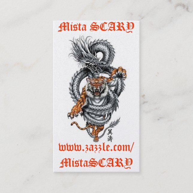 MistaSCARY Dragon Tiger Breathing Fire Card Custom Visitenkarte (Vorderseite)