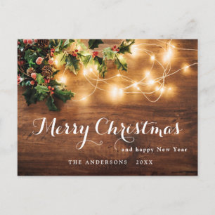 Mistelzweig-Beeren-Rustikal-Weihnachten Postkarte