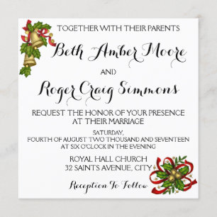 Mistelzweig-Bell-Weihnachtshochzeits-Einladung Einladung