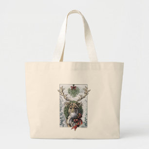 "Mistelzweig-Bote-" Weihnachtsren-Taschen-Tasche Jumbo Stoffbeutel
