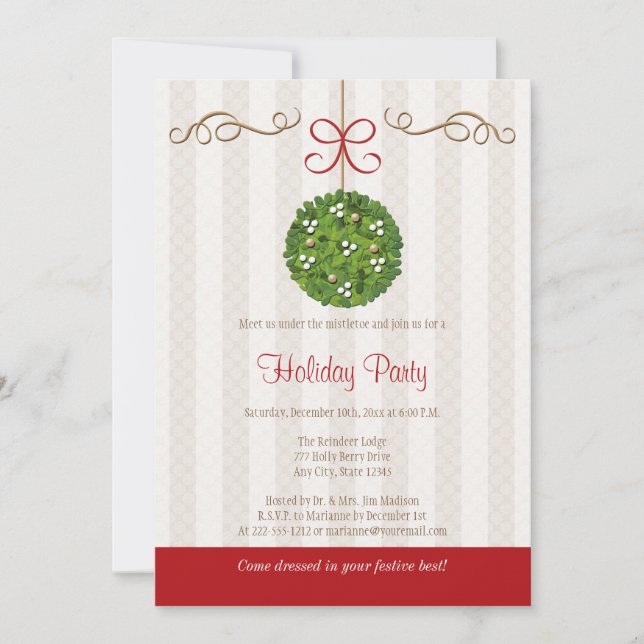 MISTELZWEIG-FEIERTAGS-PARTY EINLADUNGEN (Vorderseite)