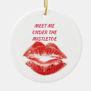 MISTELZWEIG / FROHE WEIHNACHTEN AUF DER ANDEREN SE KERAMIK ORNAMENT