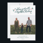 Mistelzweig-fröhliche kleine WeihnachtsFoto-Karte Feiertagskarte<br><div class="desc">"" Haben sich frohen wenig Weihnachten" in den modernen Skriptakzenten Ihr niedliches horizontales Familien-Foto in diesen Feiertagskarten. Verziert mit festlichem rotem und grünem Aquarellmistelzweig für die Feiertage! Beistand ist Watercolorstechpalmen-Blätter in tiefem aquamarinem.</div>