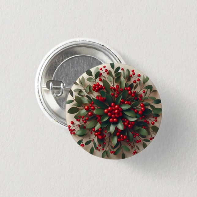 Mistelzweig-Knopf Button (Vorne & Hinten)