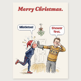 Mistelzweig Lustige Weihnachtskarte für einen Läuf Feiertagskarte