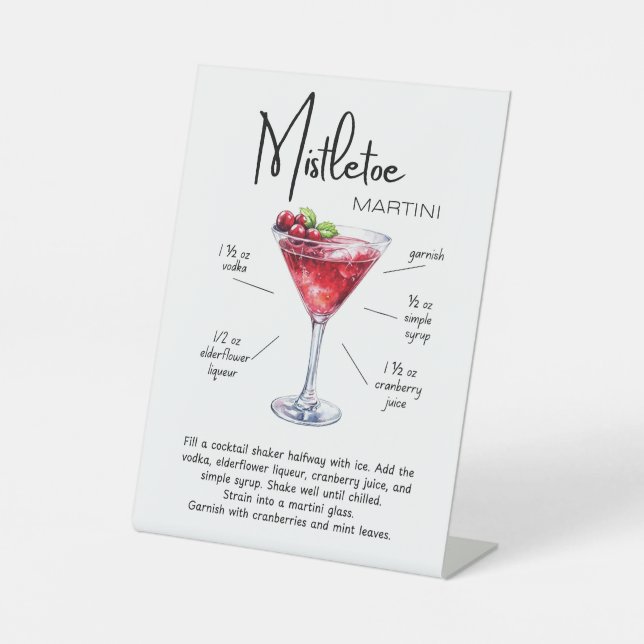 Mistelzweig Martini Feiertagsbar Schild (Vorderseite)
