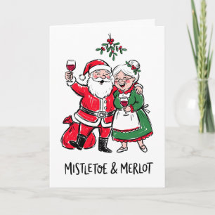 Mistelzweig & Merlot Lustiger Weihnachtsmann Weihn Feiertagskarte