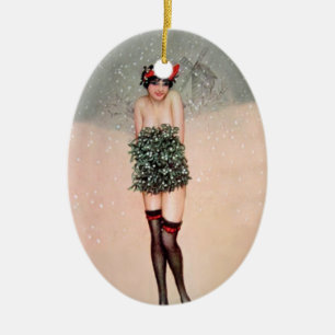 Mistelzweig-Miss Keramikornament
