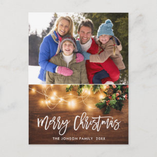 Mistelzweig Rustikale Weihnachts-Foto-Festtagsgruß Postkarte