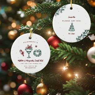 Mistelzweig und Margaritas   Sei meine Brautjungfe Keramik Ornament