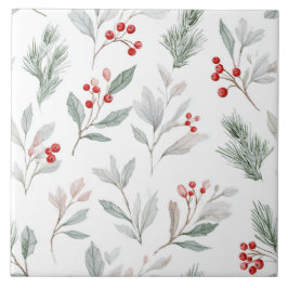 Mistelzweig und Stechpalmen-Beeren-Muster Fliese
