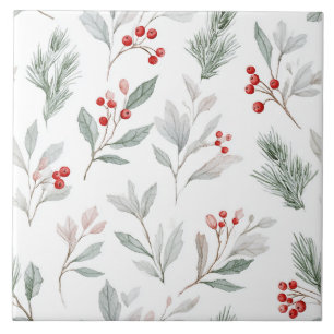 Mistelzweig und Stechpalmen-Beeren-Muster Fliese