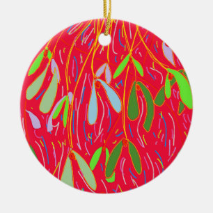 Mistelzweig Whimsical, Rot Keramik Ornament