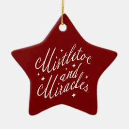 Mistelzweig & Wunder Modernes Rotstern-Weihnachten Keramik Ornament
