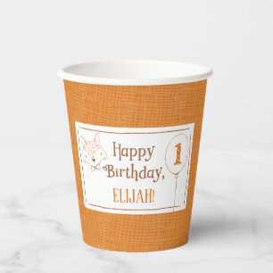 Mister Fox Orange White 1. Geburtstag Personalisie Pappbecher