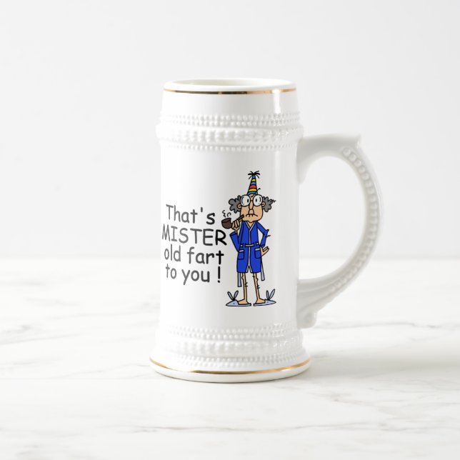 Mister Old Furz Birthday Spaß Bierglas (Rechts)