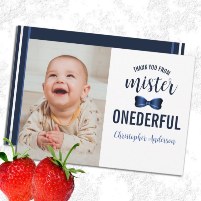 Mister Onederful Bow Krawatte 1. Geburtstag Dankeskarte (Von Creator hochgeladen)