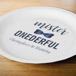 Mister Onederful Bow Krawatte 1. Geburtstag Pappteller