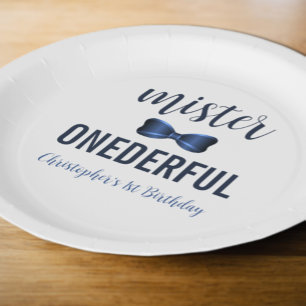 Mister Onederful Bow Krawatte 1. Geburtstag Pappteller
