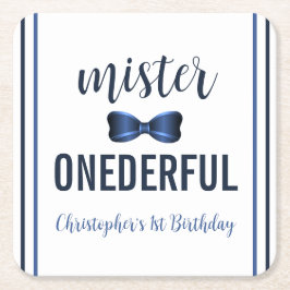 Mister Onederful Bow Krawatte 1. Geburtstag Rechteckiger Pappuntersetzer