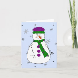 Mister Snowman, Snowing Snow Whimsical Primitive Feiertagskarte