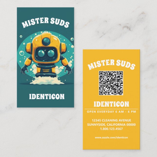 MISTER SUDS WASH mit QR-Code Visitenkarte (Vorne/Hinten)