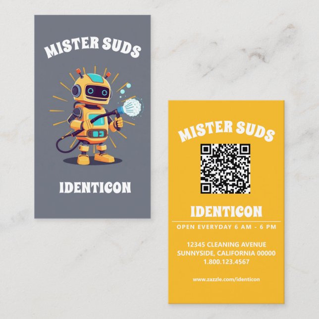 MISTER SUDS WASH with QR code Visitenkarte (Vorne/Hinten)