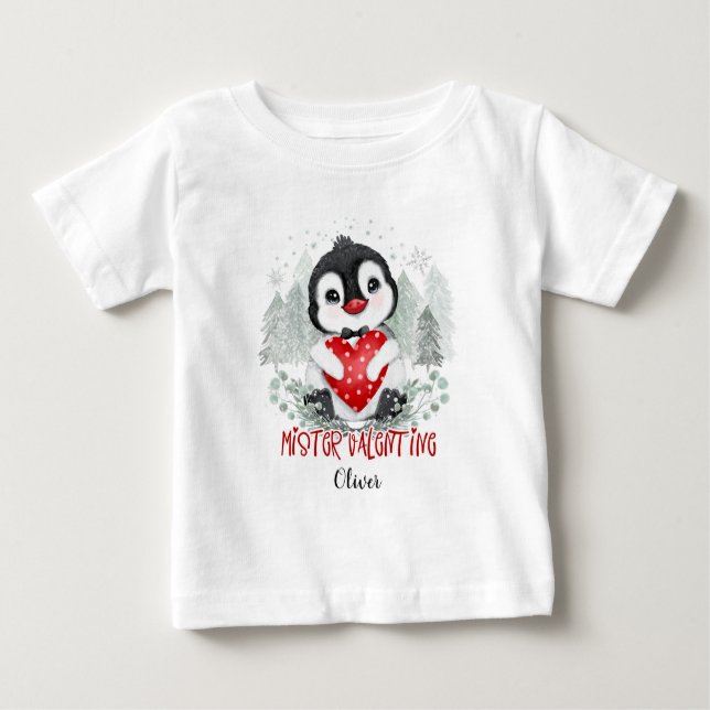 Mister Valentine baby boy personalisiert Baby T-shirt (Vorderseite)
