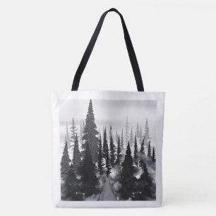 Misti monochrome Pine Forest Wasserfarbe Kunst dru