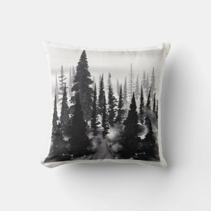Misti monochrome Pine Forest Wasserfarbe Kunst dru Kissen