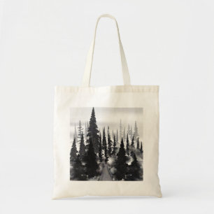 Misti monochrome Pine Forest Wasserfarbe Kunst dru Tragetasche