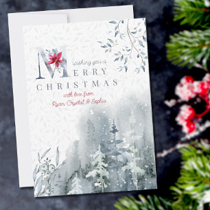 Misti Watercolor Winterwald und Poinsettia Feiertagskarte