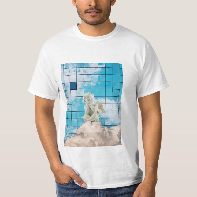 Místico Branco Simbólico Céu Anjo Design Emocional T-Shirt (Vorderseite)