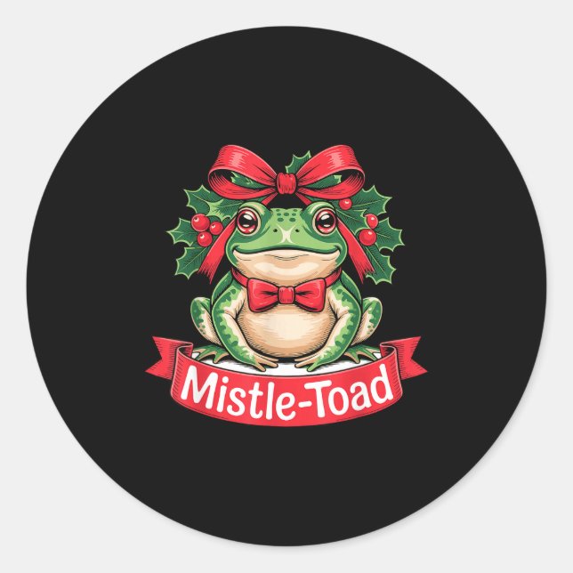 Mistle-toad Funny Christmas Toad Pun  Runder Aufkleber (Vorderseite)