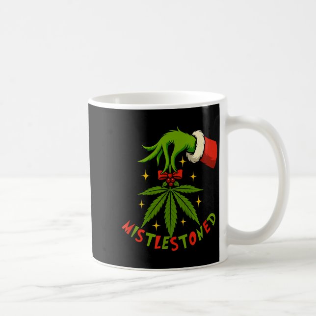 Mistlestoned Weed Leaf Funny Stoner Christmas  Kaffeetasse (Rechts)