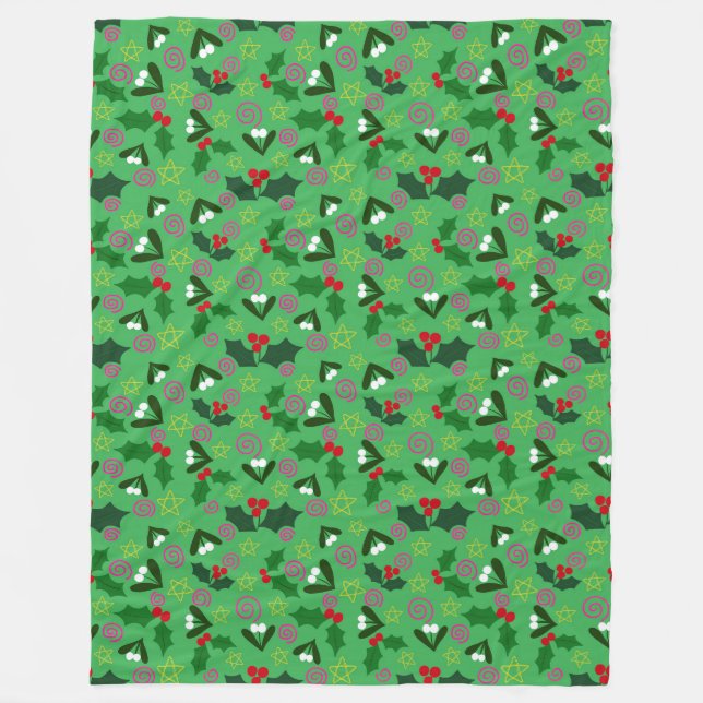 Mistletoe and Holly Winter Holiday Fleecedecke (Vorderseite)