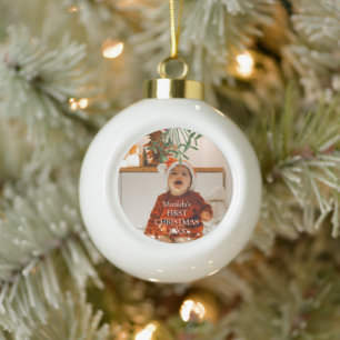 Mistletoe Baby's erstes Weihnachten Botanisches Fo Keramik Kugel-Ornament