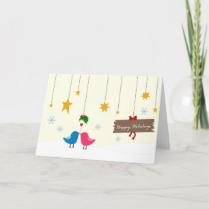 Mistletoe Birdies Weihnachtskarte Feiertagskarte