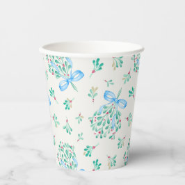 Mistletoe Blue Bow Baby Shower Cups Pappbecher