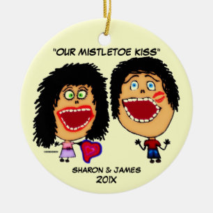 Mistletoe Cartoon Keramikornament