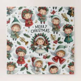 Mistletoe Christmas Angelic Carolers mit Trompeten Puzzle