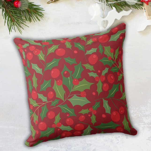 Mistletoe Christmas Holiday Burgundy Kissen (Von Creator hochgeladen)